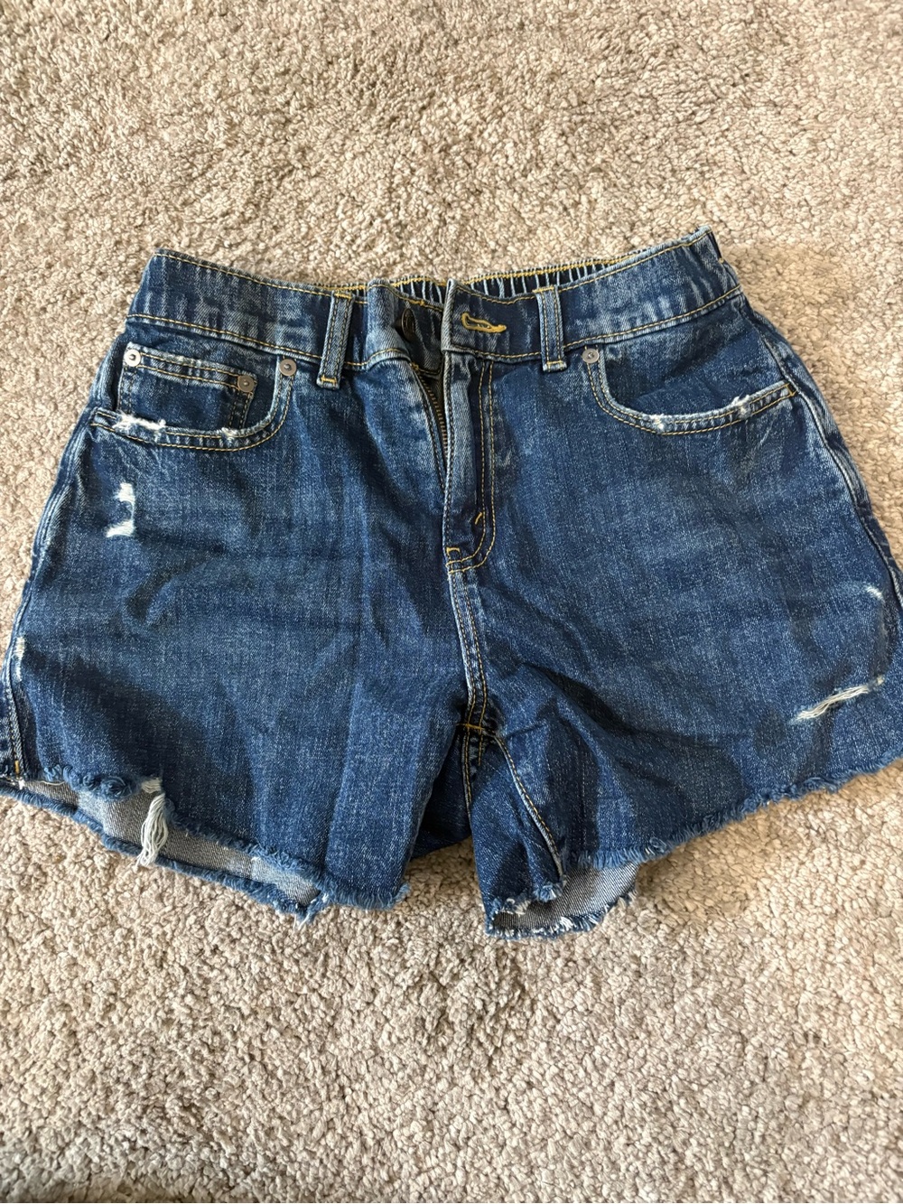 aerie Dark Blue Distressed Denim Shorts